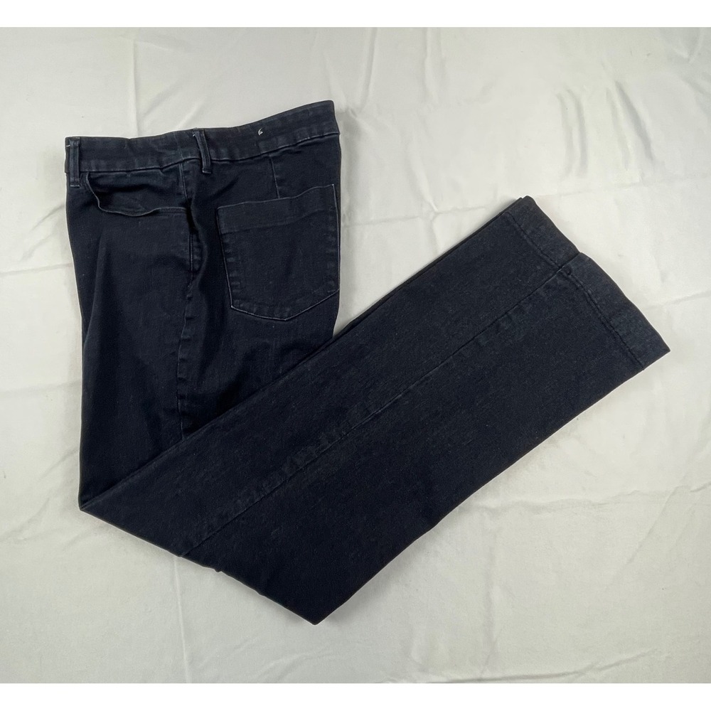 Chico's Platinum Trouser Jeans Dark Indigo Wide Leg Stretch Denim Size 2 / Large